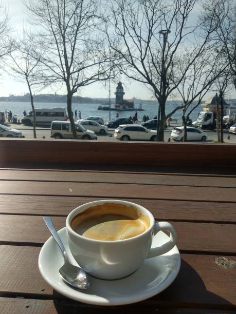 istock Drinking Coffee by maiden's tower scenery. 1218746515
