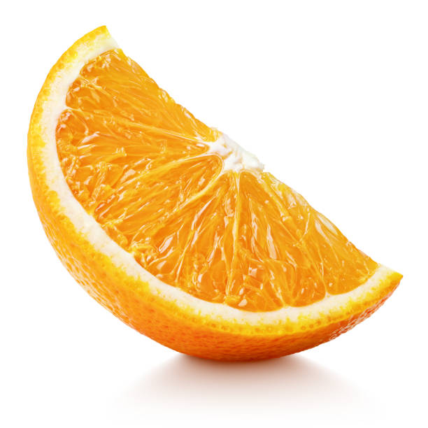 istock Slice of orange citrus fruit isolated on white 1218751693
