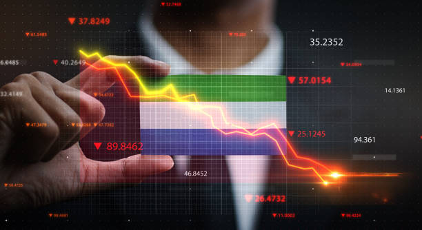 istock Graph Falling Down in Front Of Sierra Leone Flag. Crisis Concept 1218752252