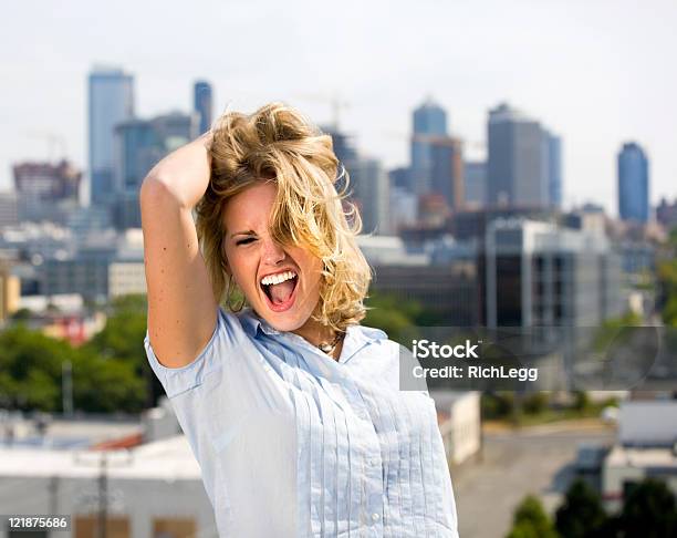 Blond Woman With Skyline Stock Photo - Download Image Now - City, Color Image, Excitement
