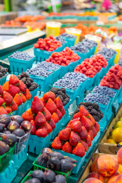 istock fresh fruit for sale on a market stall 1218757718