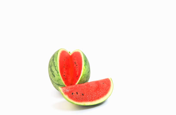 istock Red of  slice watermelon on white background 1218759834