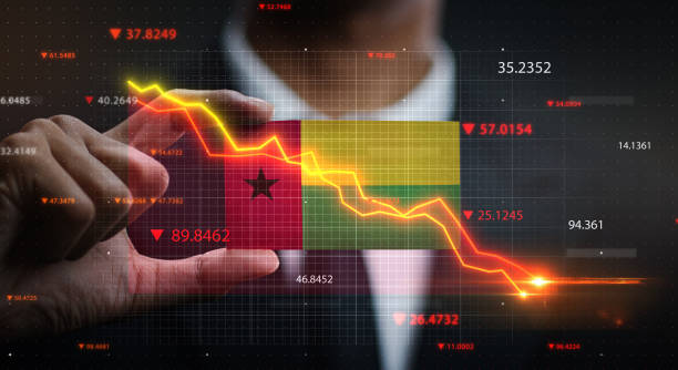 istock Graph Falling Down in Front Of Guinea-Bissau Flag. Crisis Concept 1218760887