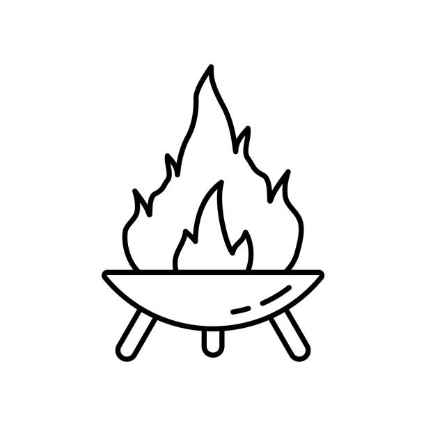 ilustrações de stock, clip art, desenhos animados e ícones de fire pit on three legs - fire pit campfire bonfire fire