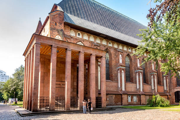 Mausoleum and grave of Immanuel Kant in Kaliningrad Kaliningrad, Russia - June 20, 2019: Mausoleum and grave of Immanuel Kant, German philosopher, founder of classical philosophy outside of the Koenigsberg Cathedral in Kaliningrad. immanuel stock pictures, royalty-free photos & images