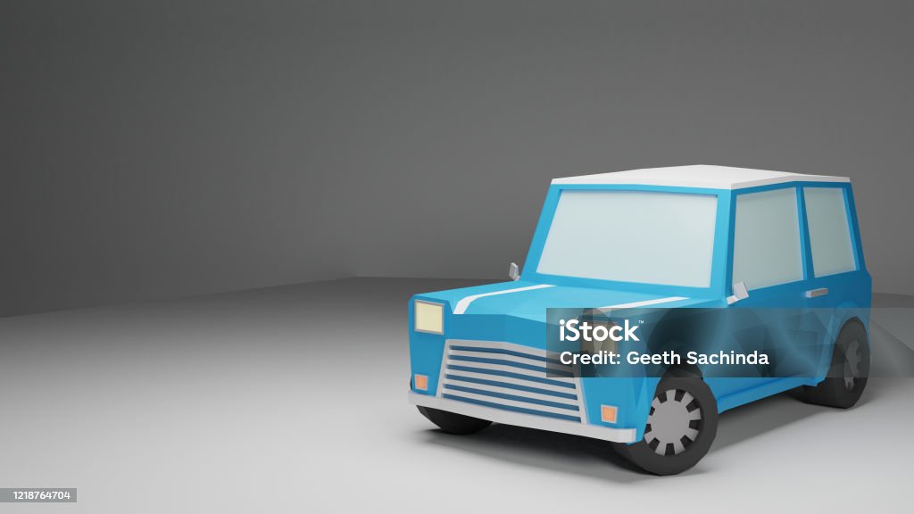 Low poly mini cooper lowpoly car 3d rendering 1980-1989 Stock Photo