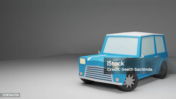 Low Poly Mini Cooper Stock Photo - Download Image Now - 1980-1989, Blue, Car