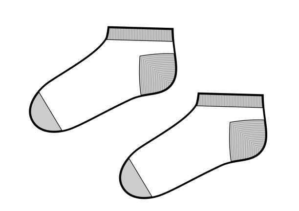 Short Socks Fashion Flat Sketch Template Stock Illustration - Download  Image Now - Ankle, Sock, Cartoon - iStock