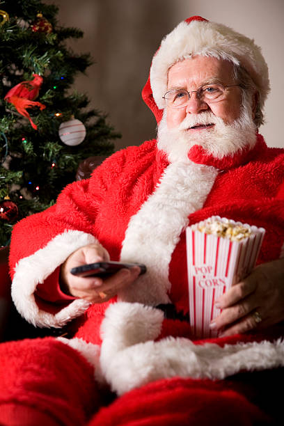 istock Santa Claus Watching Television 121877083