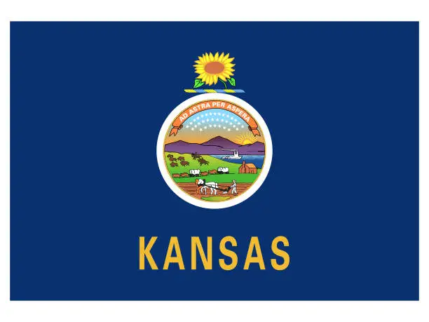 Vector illustration of Flag of the state of Kansas