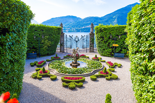 17 July 2019,  facade of Villa Carlotta at Tremezzo, on lake Como,in Lombardy region, Italy.