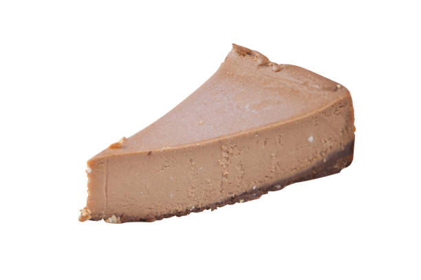 istock chocolate cheesecake on white plate on  white background 1218773784