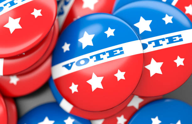 istock Vote election badge button, vote USA, 3D rendering 1218776091