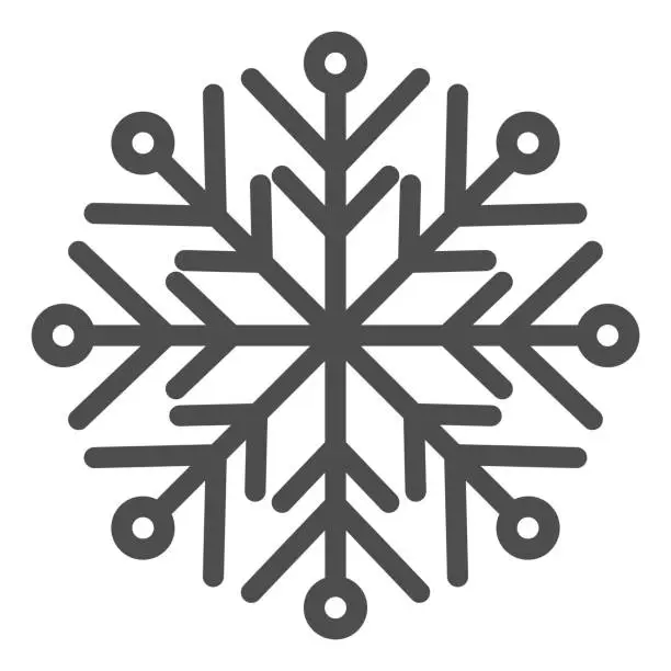 Vector illustration of Snowflake line and solid icon. Ice crystal flake of snow sixfold symmetry outline style pictogram on white background. Christmas and New Year signs for mobile concept and web design. Vector graphics.