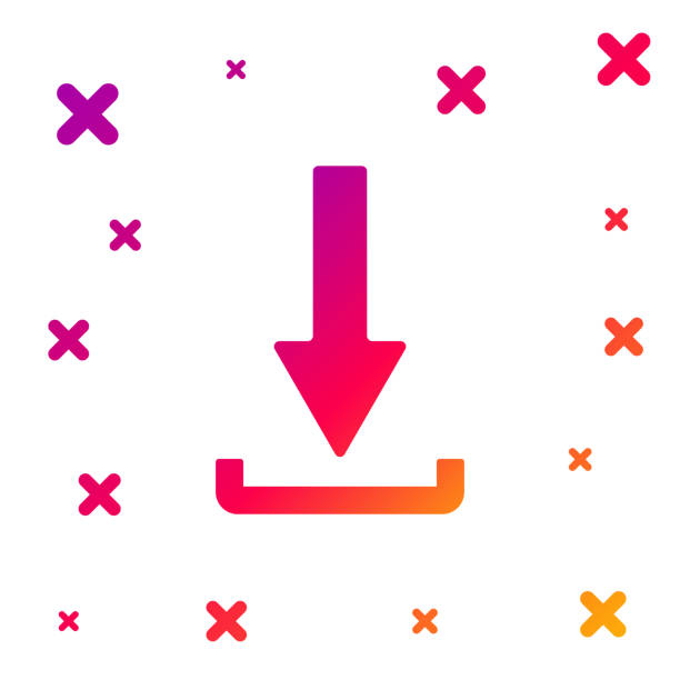 istock Color Download icon isolated on white background. Upload button. Load symbol. Arrow point to down. Gradient random dynamic shapes. Vector Illustration 1218779105