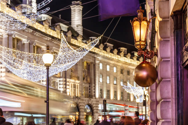 istock Christmas lights in  London, England 1218779689