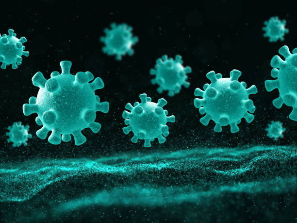 istock 3D medical background with virus cells and floating particles 1218780700