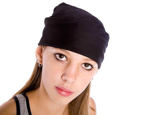Teenage Girl A teenage girl on a white background. do rag stock pictures, royalty-free photos & images