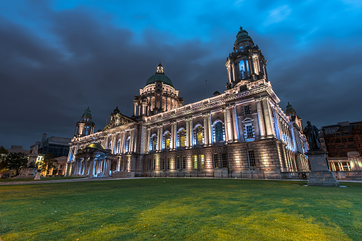 Belfast City Hall at night, Northern Ireland, UK