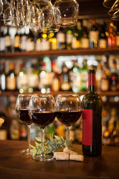 istock glasses of red wine in restaurant 1218783969