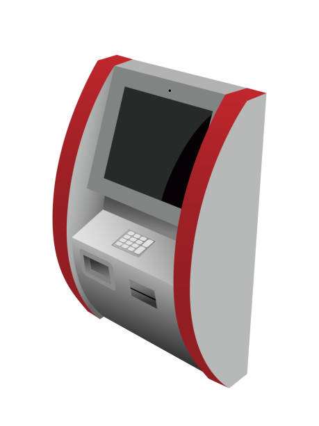istock Realistic 3d ATM machine with keypad, slot for credit card and currency. Vector illustration of payment terminal isolated on white background 1218784645