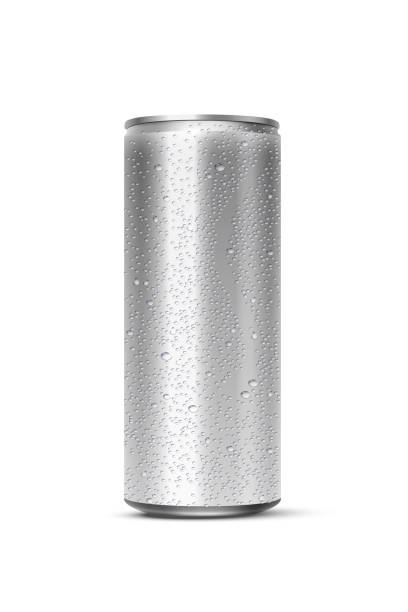 Vector realistic mockup metal can with water drops Vector 3D realistic aluminum can with water drops isolated on white background. Empty template mockup for beer, alcohol, soft drinks, soda, energy drink. Advertising and presentation design element drop bear stock illustrations
