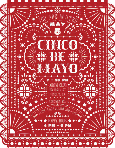Cinco De Mayo célébration annonce affiche avec la conception de coupe de drapeau en papier. - Illustration vectorielle