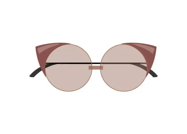 Vector illustration of Stylish Female Cat-Eye Sunglasses of Rounded Shape