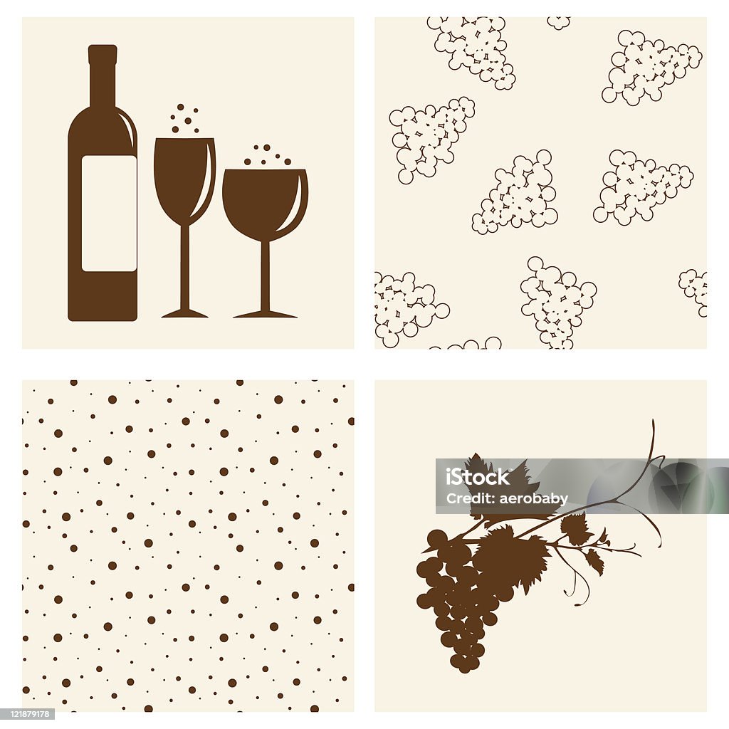 Вино и виноград объектов и бесшовные ФОНЫ набор. - Векторная графика Алкоголь - напиток роялти-фри