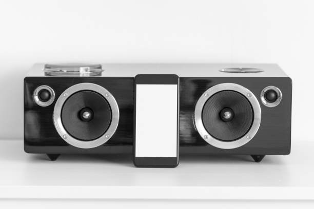 istock Wireless audio speaker and smartphone 1218796115