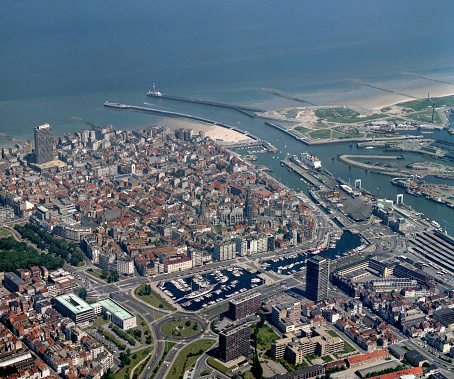 Aerial view of Port Jersey in Bayonne, New Jersey, USA.