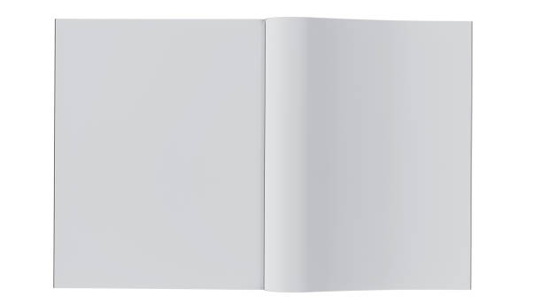 istock Open magazine book mockup floating on white background with clipping path ,3D illustration 1218805061