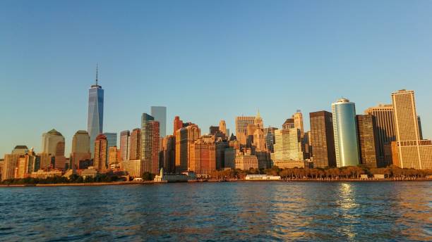 istock Beautiful landscape on unforgettable Manhattan view.  Blue sky on background. 1218805068