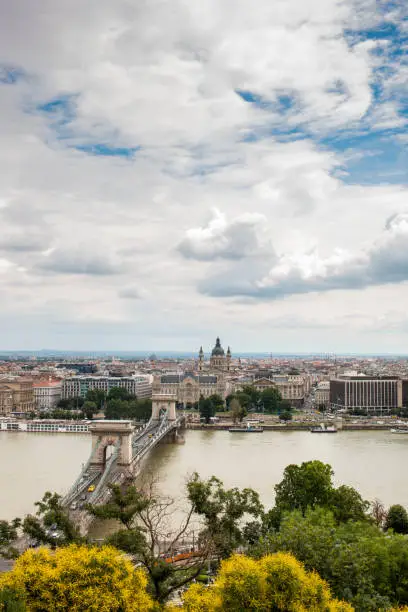 Budapest Panorama with chain bridge, Ungary