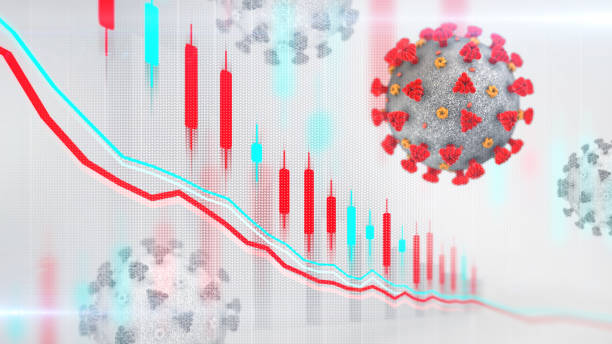 istock Red coronavirus macro on white and blurred background. 1218807416