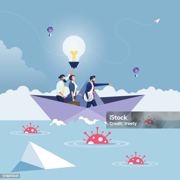 Leader Pointing Hand Forward Overcome The Corona Virus Crisisbusiness Leadership Concept Stock Illustration - Download Image Now
