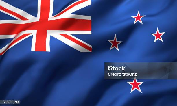 Flag Of New Zealand Blowing In The Wind Stock Photo - Download Image Now - New Zealand Flag, New Zealand, Flag