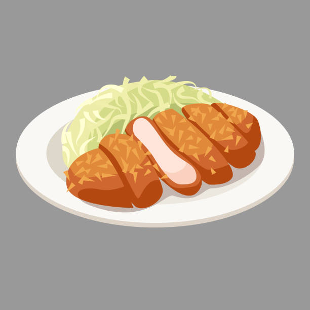 illustrazioni stock, clip art, cartoni animati e icone di tendenza di cotoletta di maiale - tonkatsu