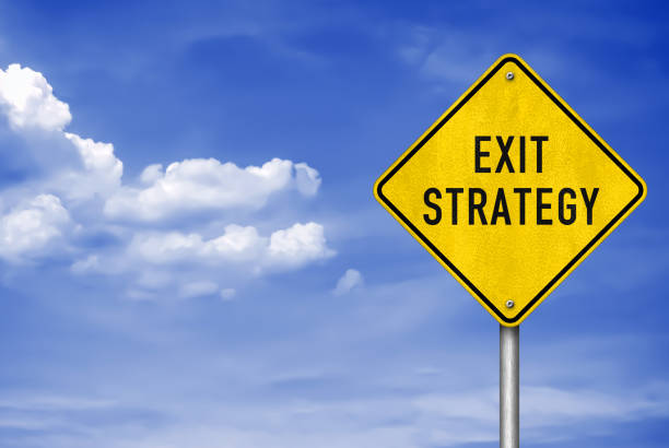 Exit Strategy - roadsign information Exit Strategy - roadsign information exit sign photos stock pictures, royalty-free photos & images