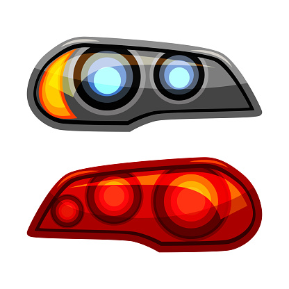 Auto Headlights Set Isolated On White Background Stock Illustration -  Download Image Now - Car, Electric Lamp, Headlight - iStock