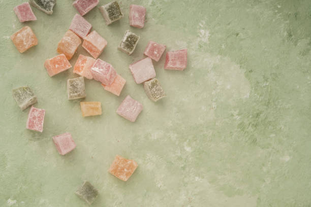 istock colorful Turkish delights on a green background 1218817478