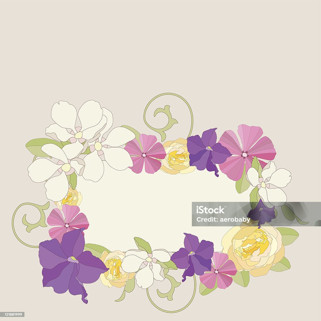 Garden flowers ornate frame фоне. - Векторная графика Без людей роялти-фри