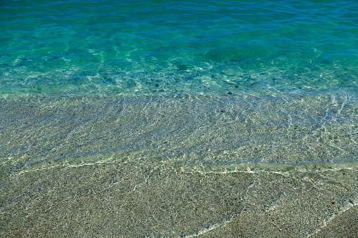 Beach at Monterosso al Mare, one of the famous seaside villages in Cinque Terre National Park in La Spezia region, Italy