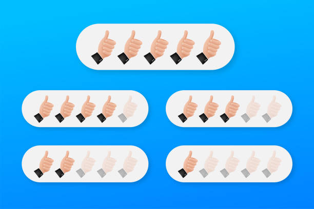 istock Thumbs up. Customer evaluation. Customer review rating. Vector stock illustration. 1218820872