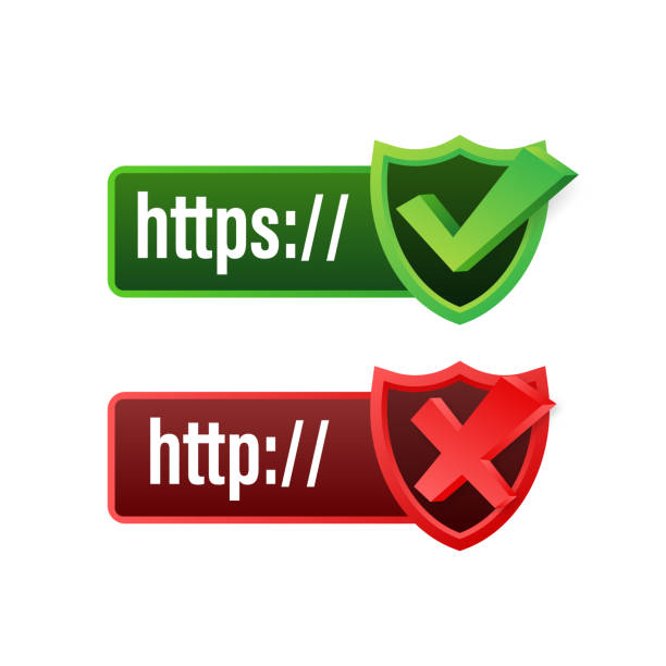 http and https protocols on shield, on white background. Vector stock illustration. http and https protocols on shield, on white background. Vector stock illustration hypertext transfer protocol stock illustrations