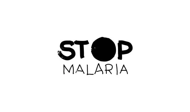 Vector illustration of Stop Malaria. Outline vector text isolated on white background. Vector calligraphy. Usable as template. Poster for international holiday of April 25.