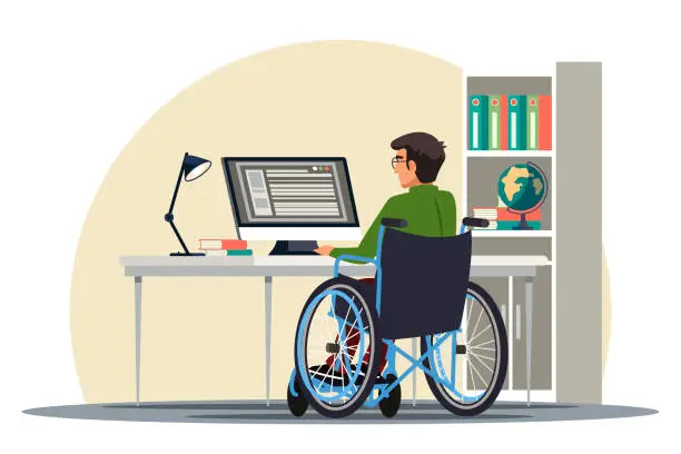 Vector illustration of Vector Illustration disabilities people scene set