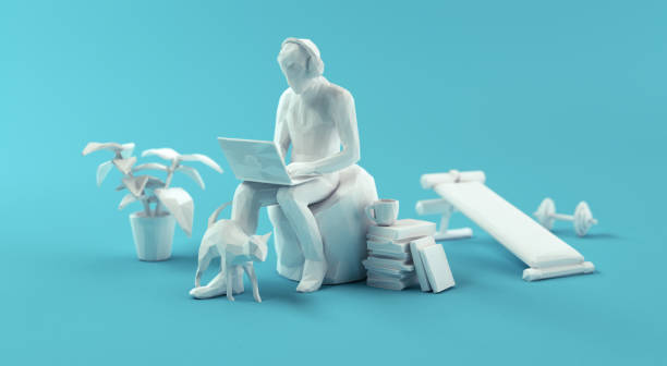 istock Relaxed Home Office Working. Papercraft 3d Concept 1218824818
