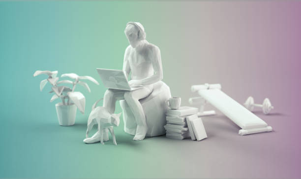 istock Relaxed Home Office Working. Papercraft 3d Concept 1218824823