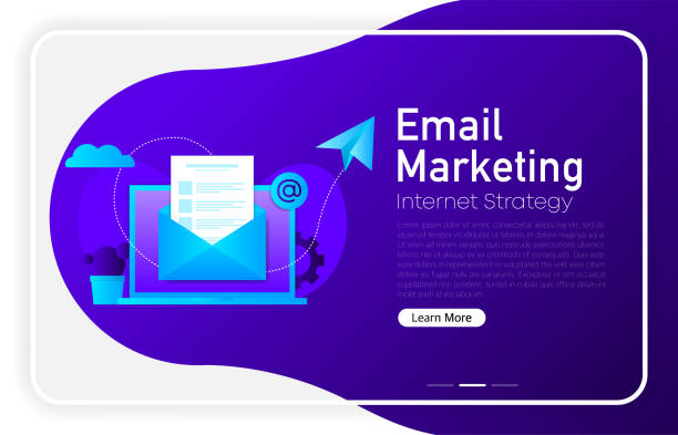 Email Marketing Concept On Dark Gradient Background Laptop With ...